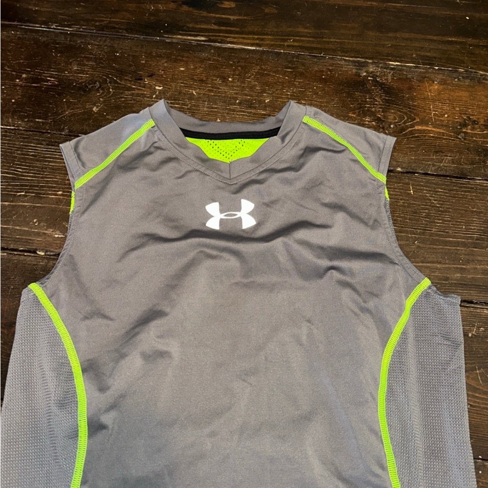 Under Armour Charcoal and Lime Sleeveless Shirt